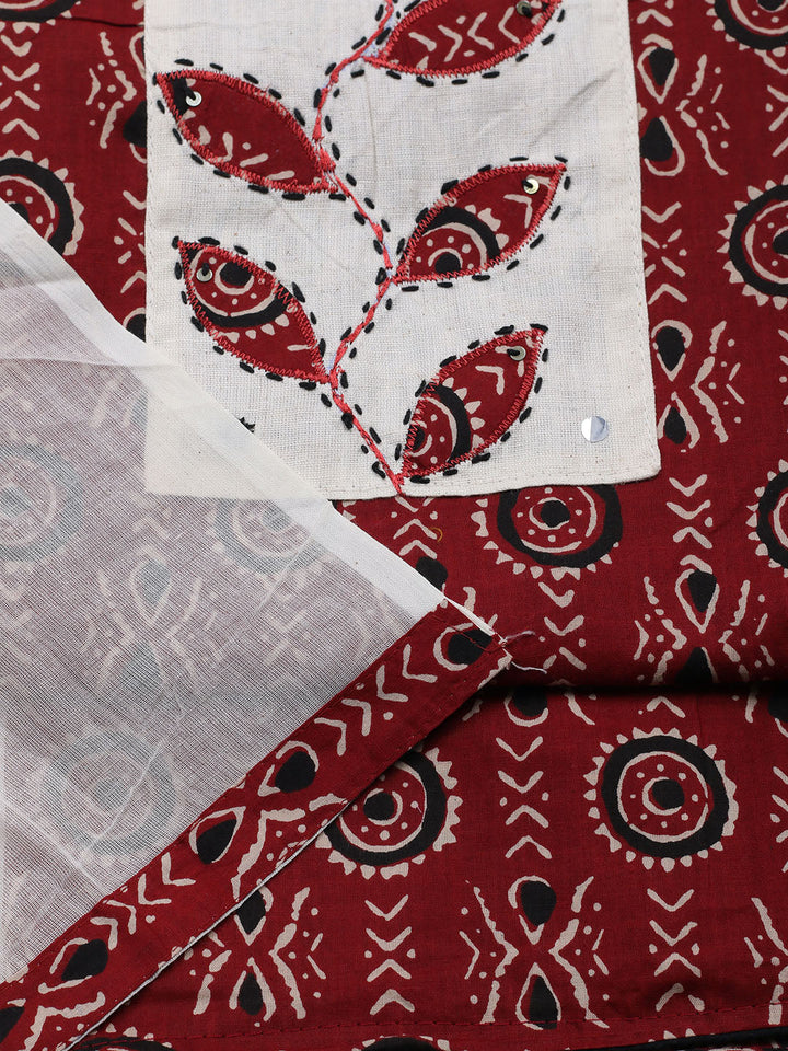 Printed Cotton Blend Unstitched Suit With Pant &amp; Dupatta