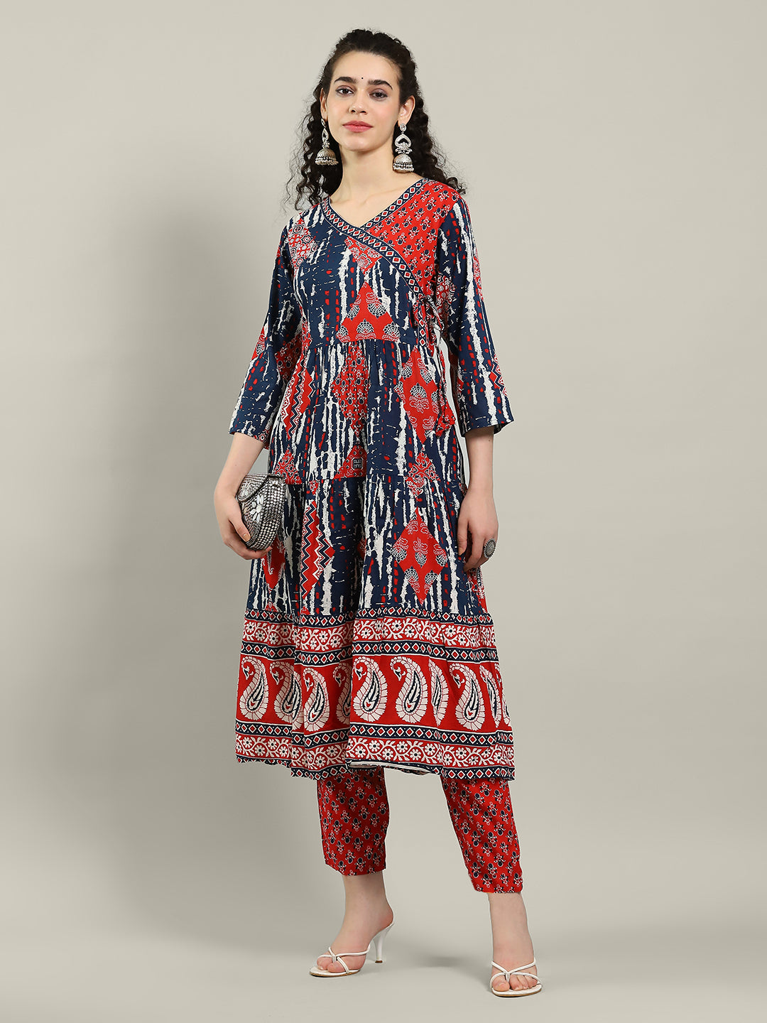 Printed Cotton Blend Kurta & Pants