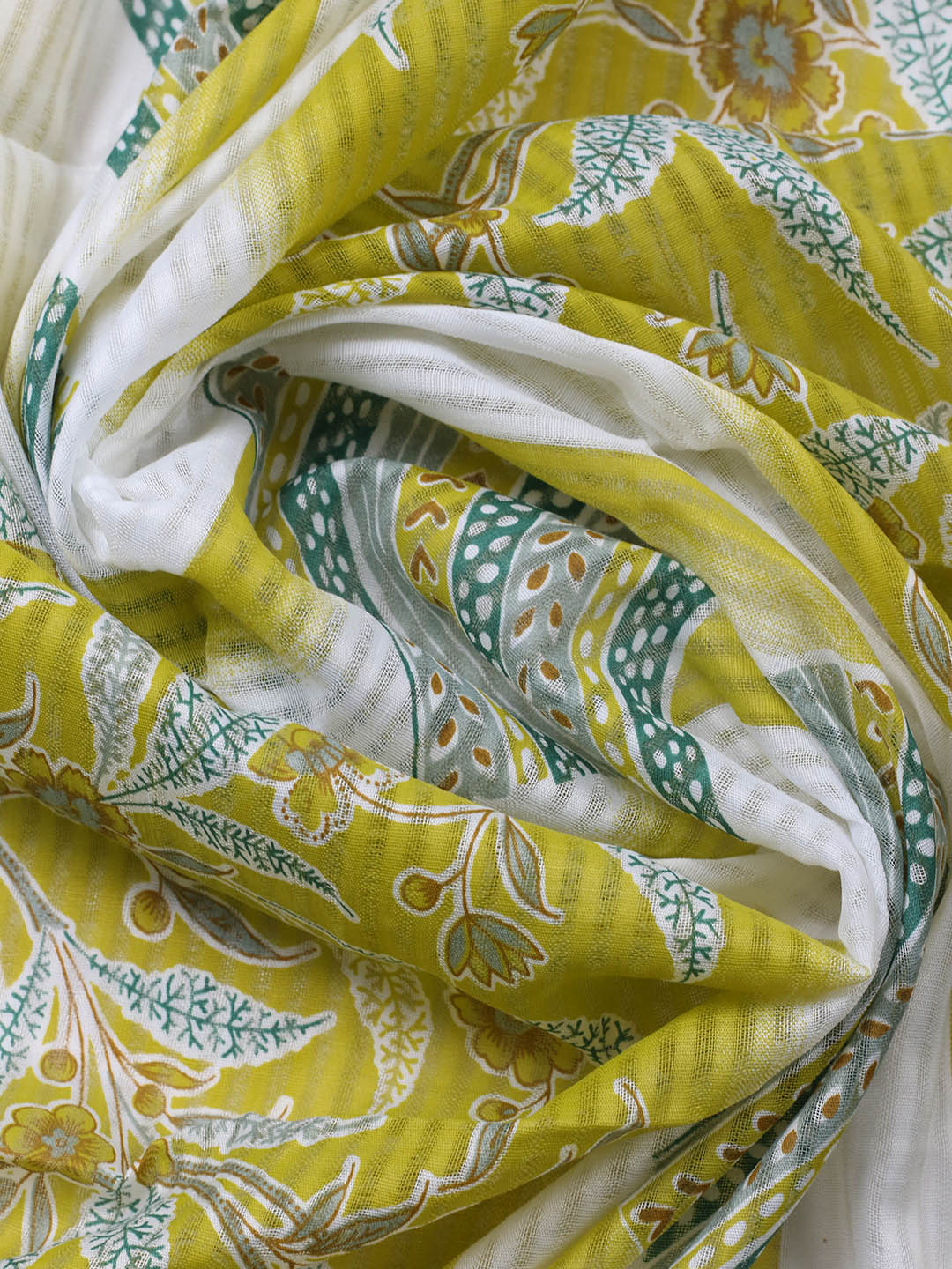 Printed Cotton Blend Unstitched Suit With Pant &amp; Dupatta