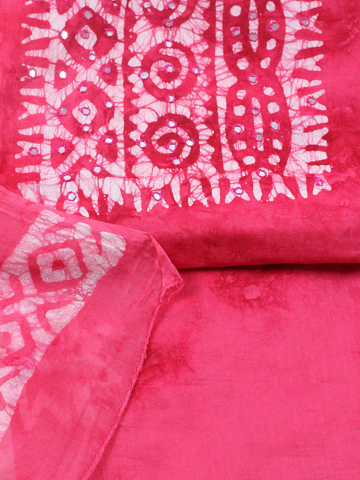 Embroidered Cotton Blend Unstitched Suit With Pant &amp; Dupatta