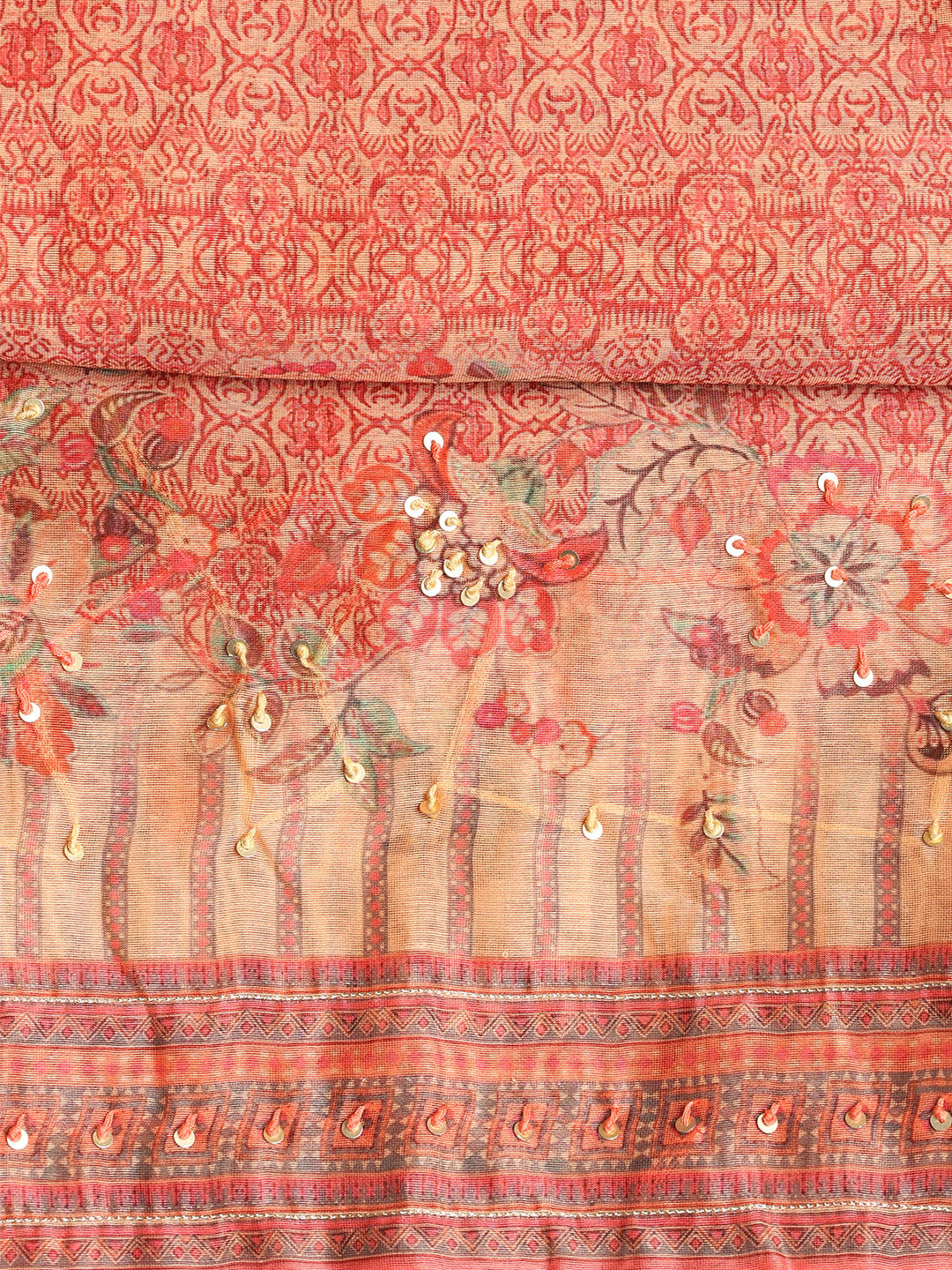 Printed Booti Chanderi Unstitched Suit With Dupatta