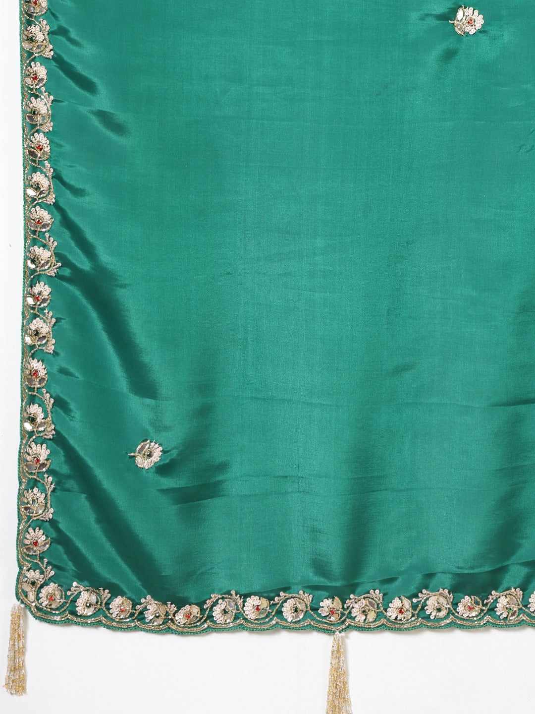 Sequin &amp; Cut Work Embroidered Crepe Saree