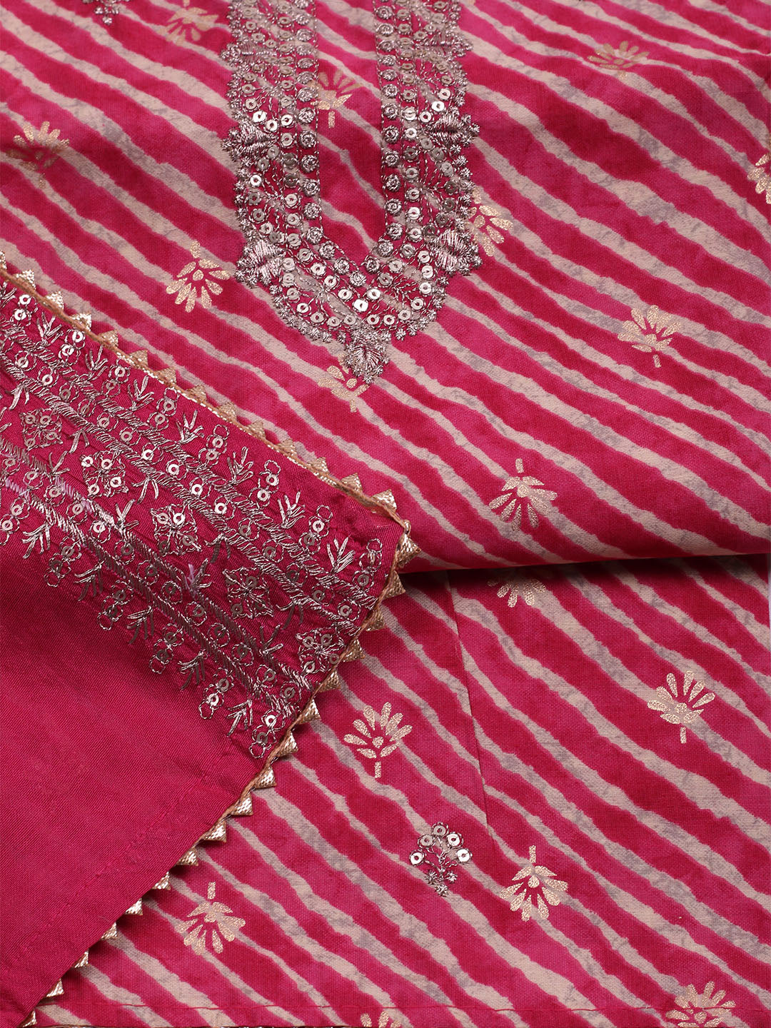 Sequence Work Chanderi Unstitched Suit With Dupatta