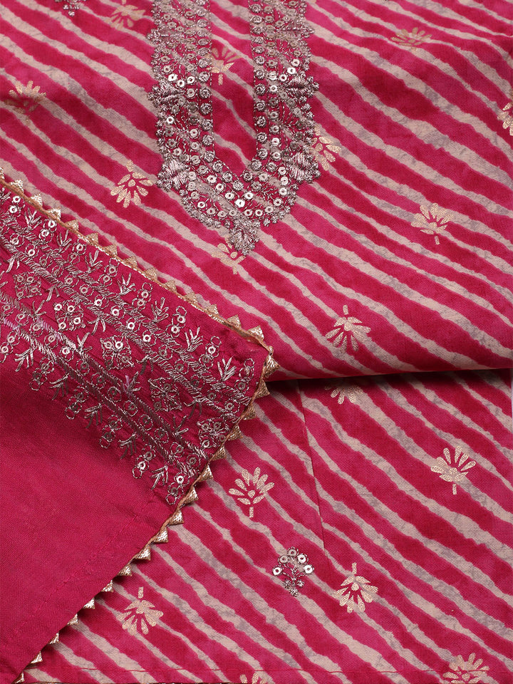 Sequence Work Chanderi Unstitched Suit With Dupatta