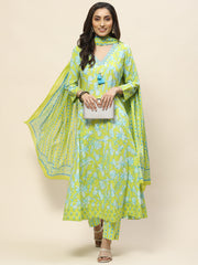 Printed Cotton Suit Set With Dupatta