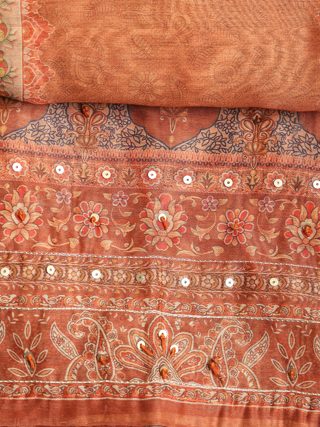 Printed Booti Chanderi Unstitched Suit With Dupatta