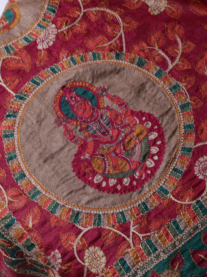 Printed Tussar Unstitched Kurta With Pant &amp; Dupatta