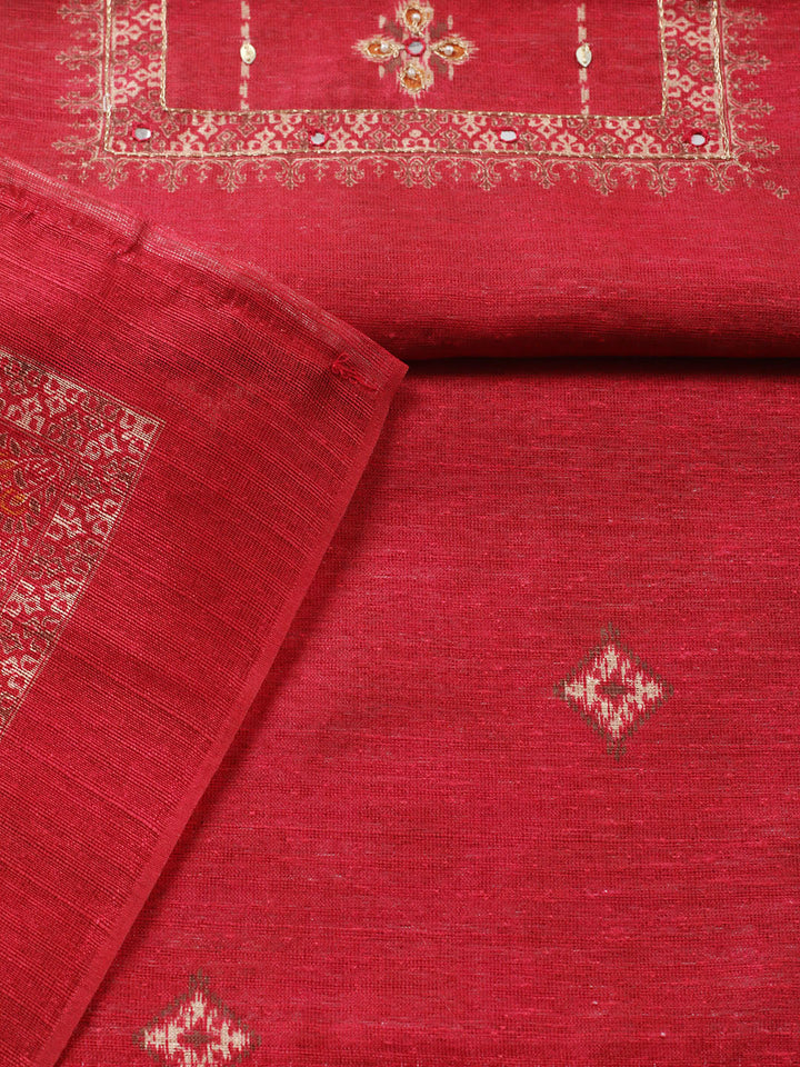 Woven Design Chanderi Unstitched Suit With Pant &amp; Dupatta