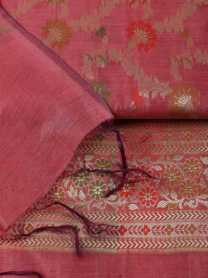 Woven Design Chanderi Unstitched Suit With Pant &amp; Dupatta