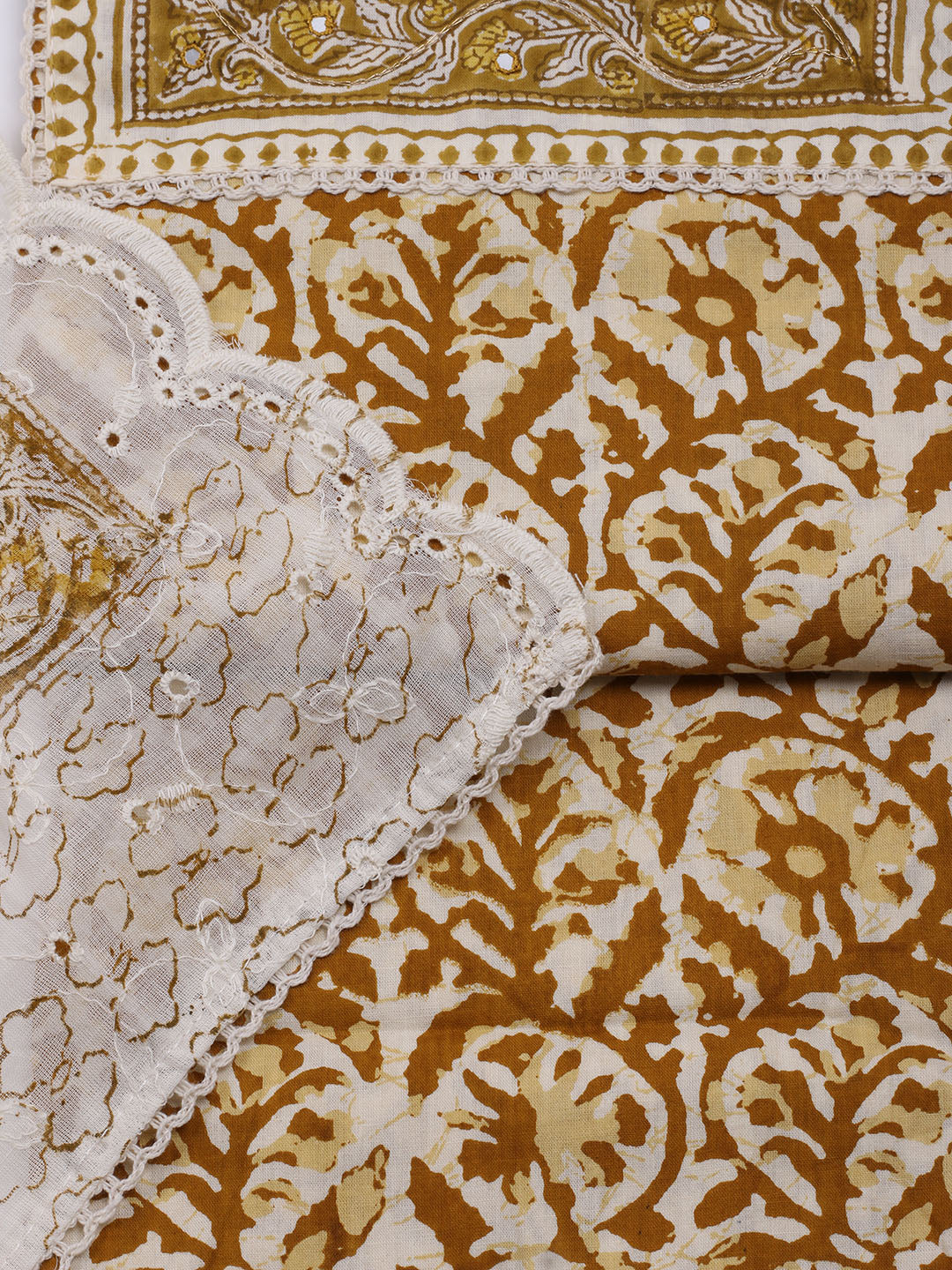 Printed Cotton Blend Unstitched Suit With Dupatta