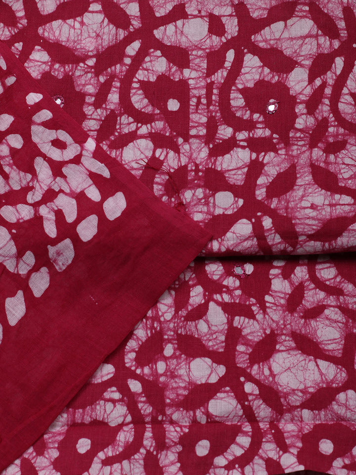 Printed Cotton Blend Unstitched Suit With Pant &amp; Dupatta