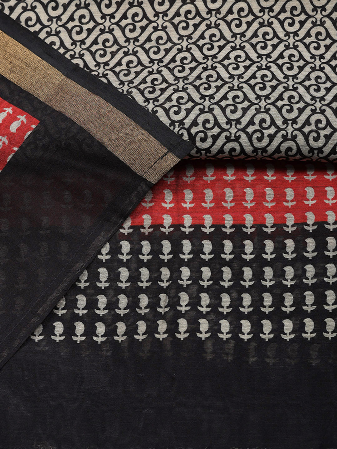 Printed Chanderi Unstitched Suit With Pant &amp; Dupatta