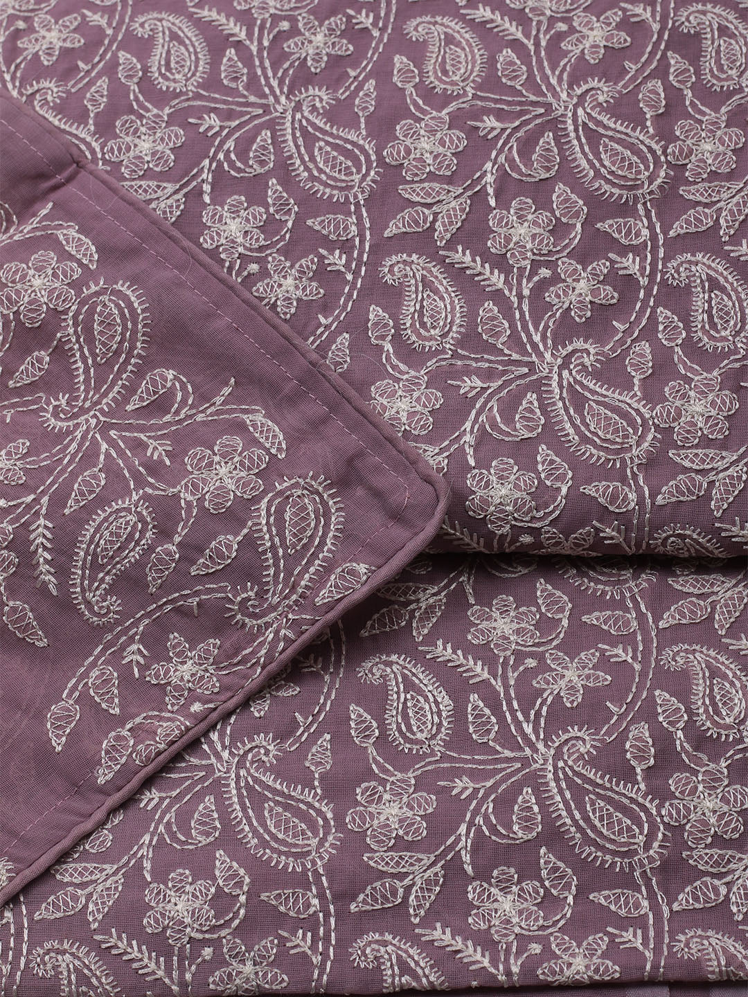 Embroidered Chanderi Unstitched Kurta With Pant & Dupatta