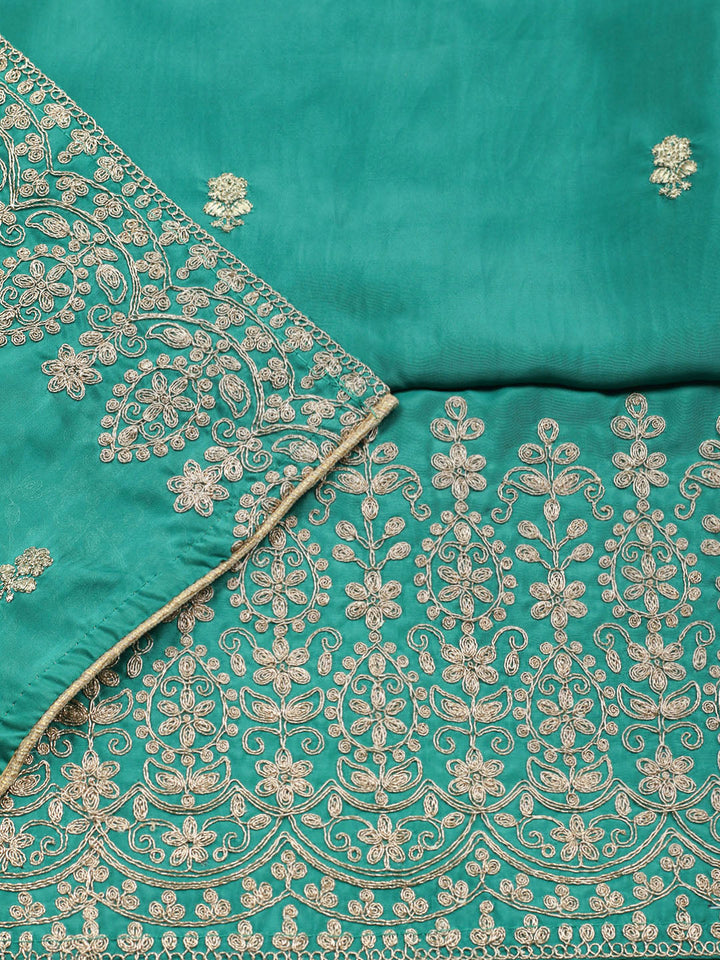 Woven Design Chanderi Unstitched Suit With Pant &amp; Dupatta