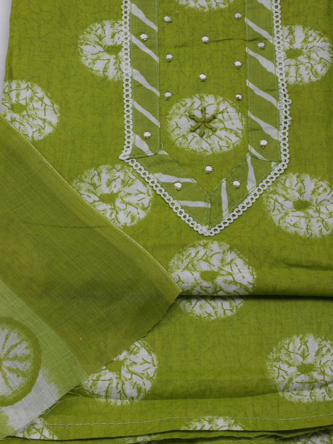 Printed Cotton Blend Unstitched Suit With Dupatta