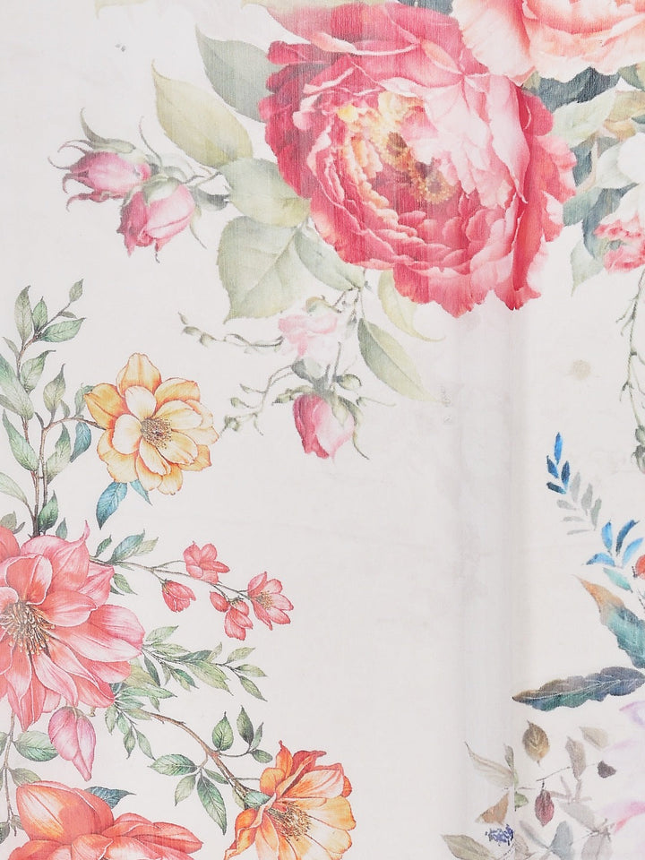 Floral Printed Crepe Saree