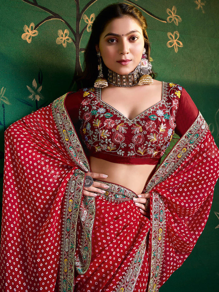 Bandhani Printed Georgette Saree