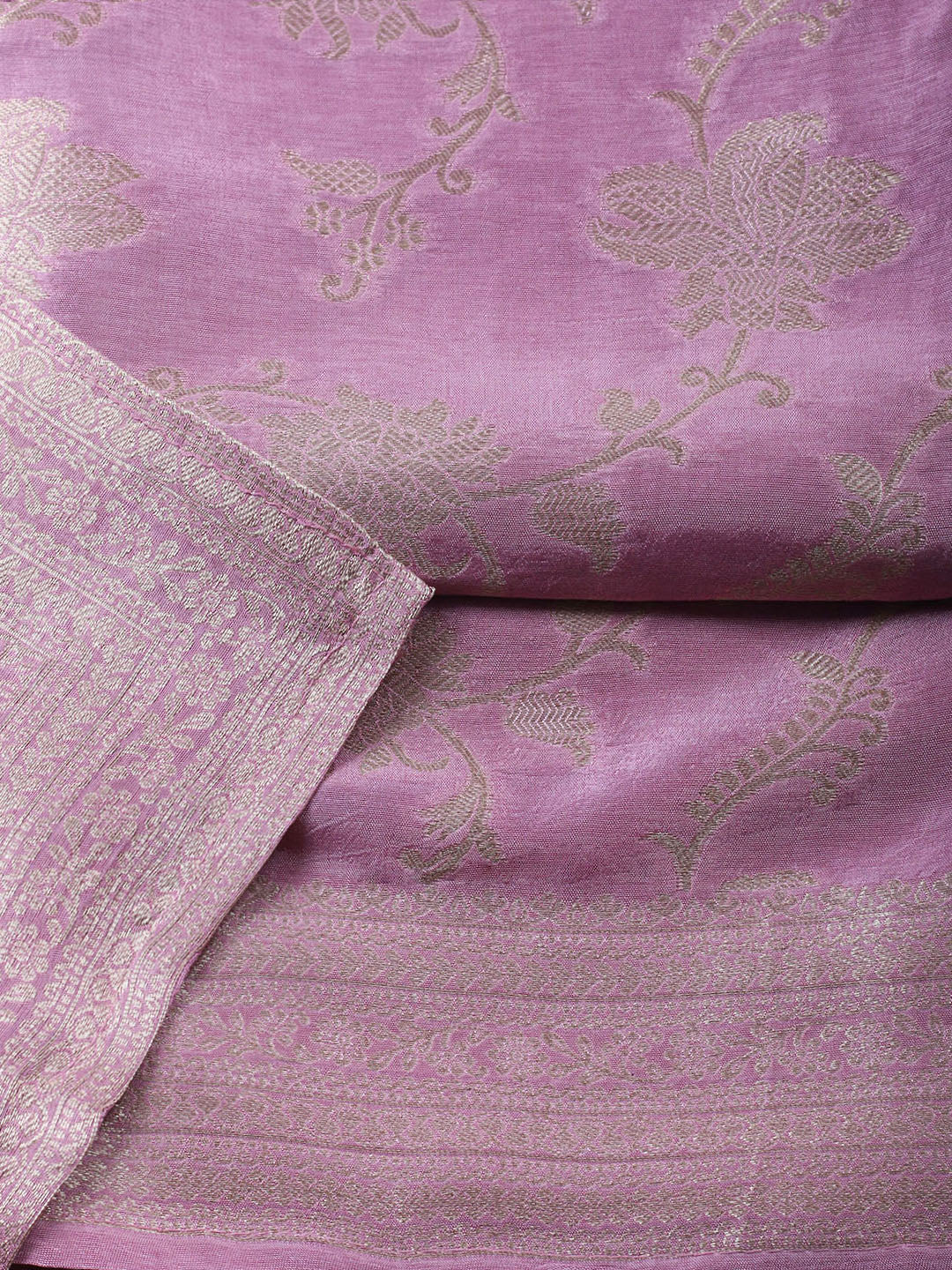 Woven Design Chanderi Unstitched Suit With Pant Dupatta
