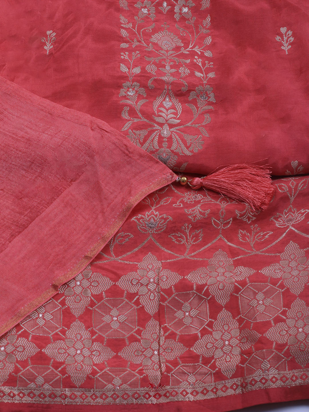 Zardozi Art Silk Unstitched Suit Piece With Dupatta
