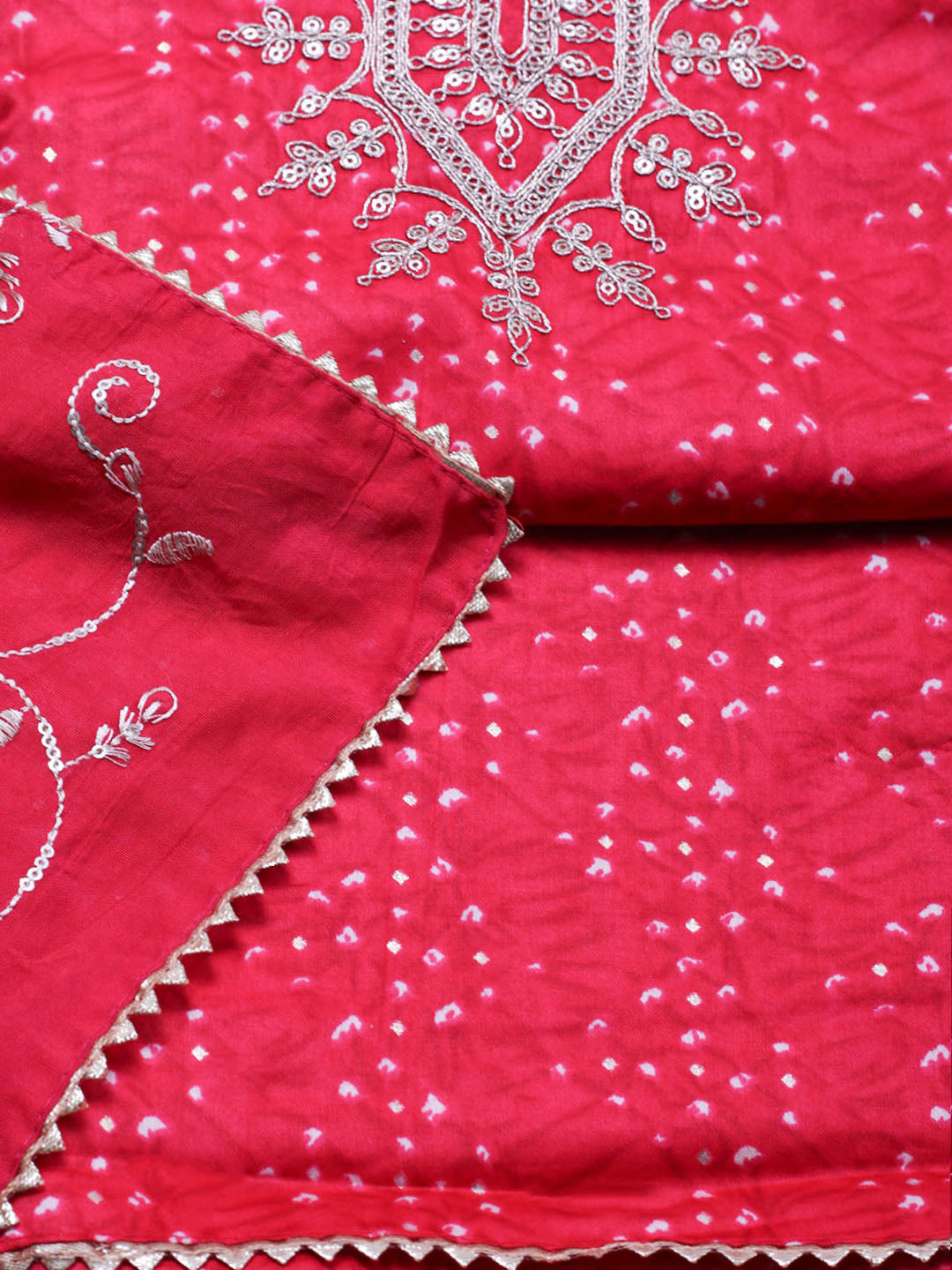 Embroidered Cotton Unstitched Suit With Pant &amp; Dupatta
