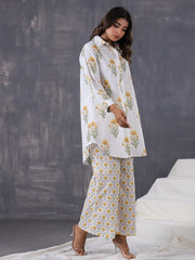 Floral Printed Cotton Blend  Kurta With Pants