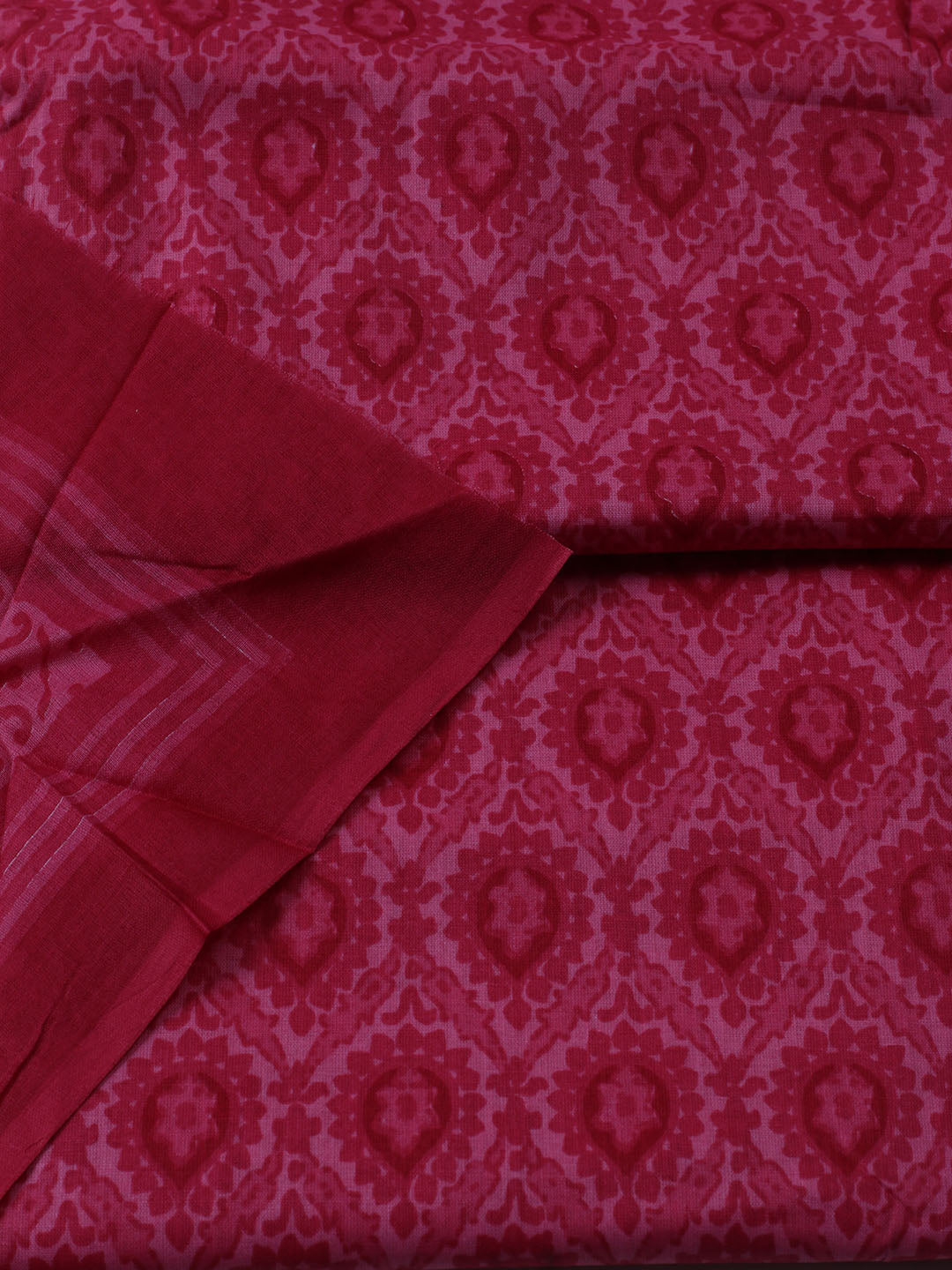Printed Cotton Blend Unstitched Suit With Dupatta