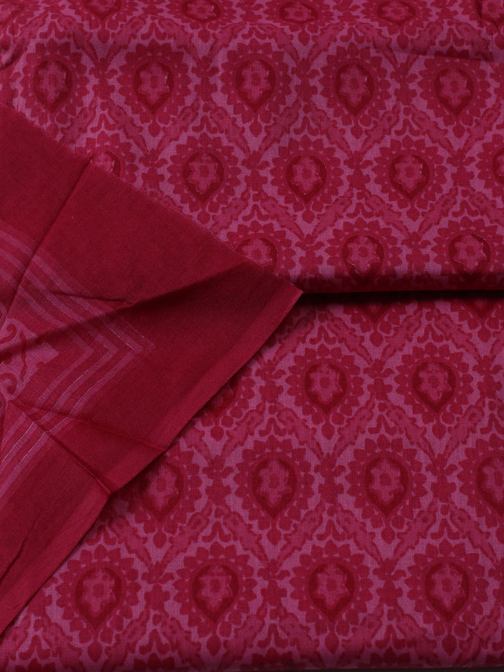 Printed Cotton Blend Unstitched Suit With Dupatta