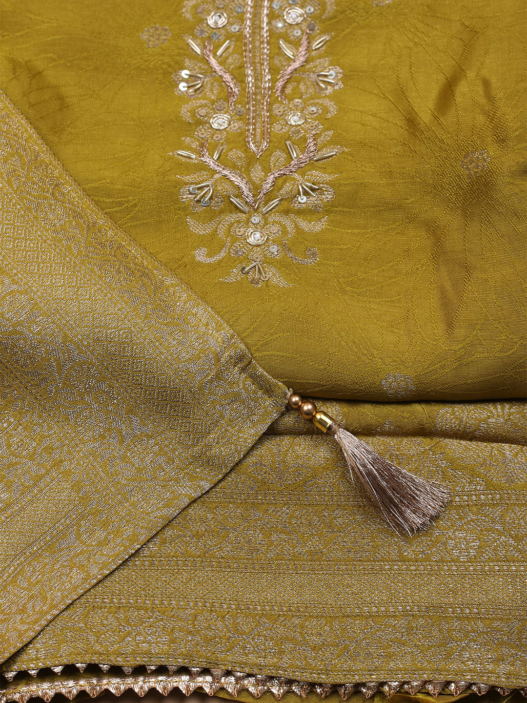 Kanjeevaram Chanderi Unstitched Suit With Dupatta