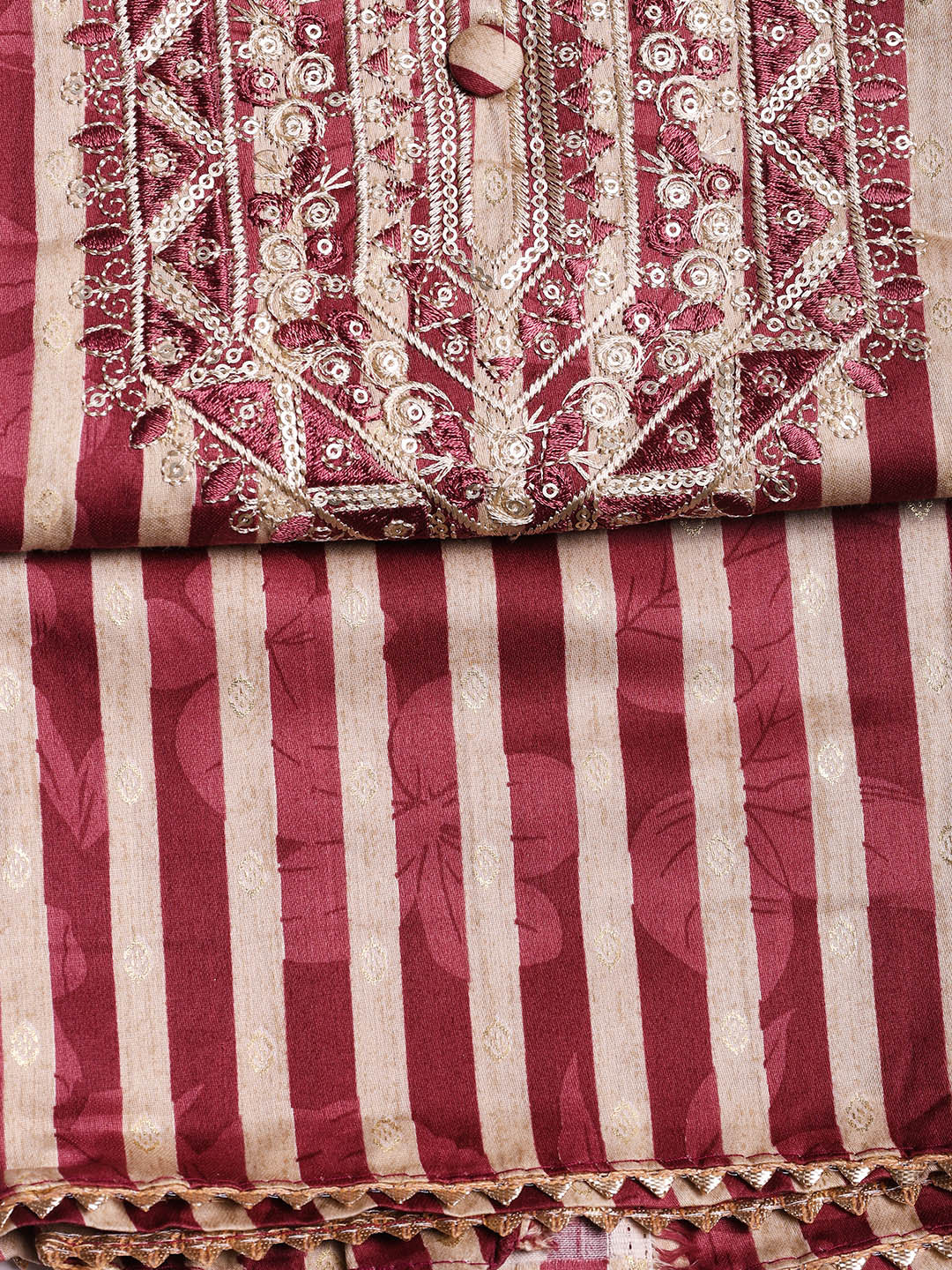 Neck Embroidered Cotton Blend Unstitched Suit With Dupatta
