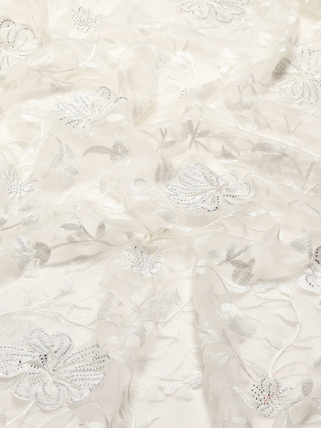 Sequence Embroidery Net Saree