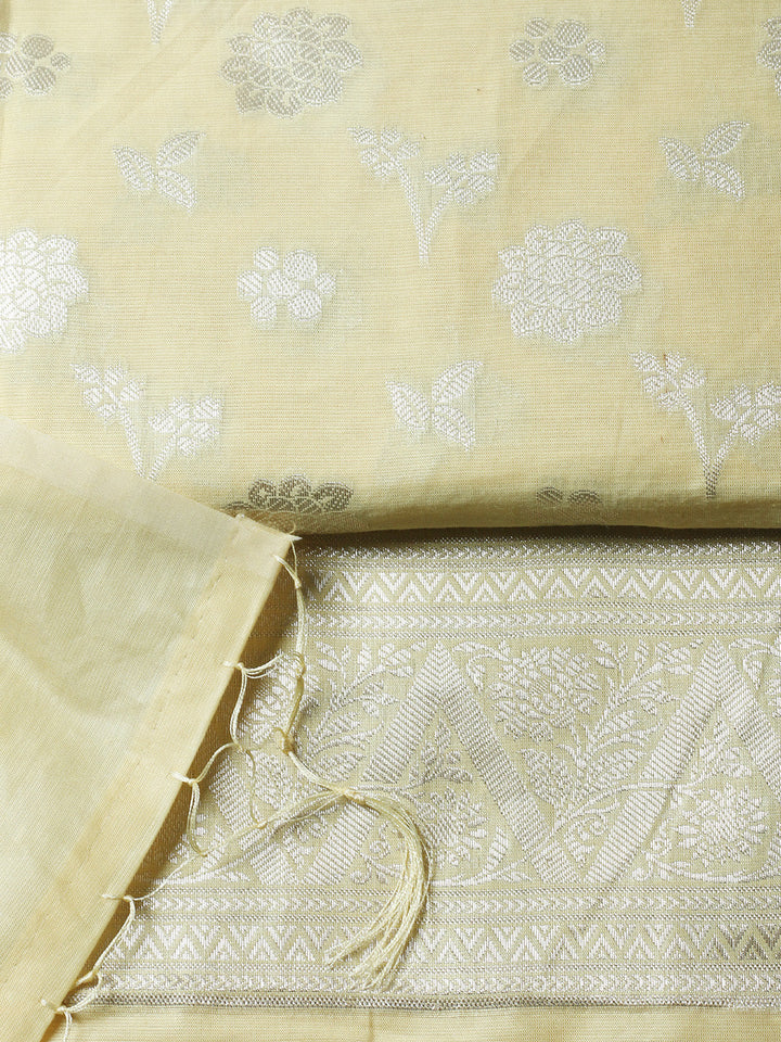 Woven Design Chanderi Unstitched Suit With Pant &amp; Dupatta
