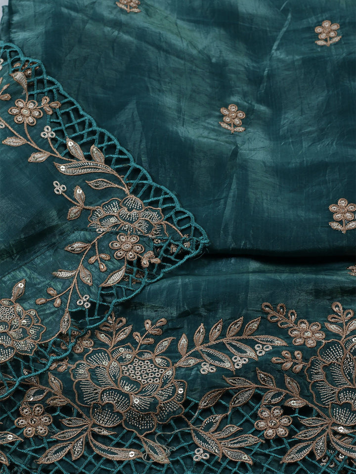 Embroidered Tissue Unstitched Suit With Dupatta