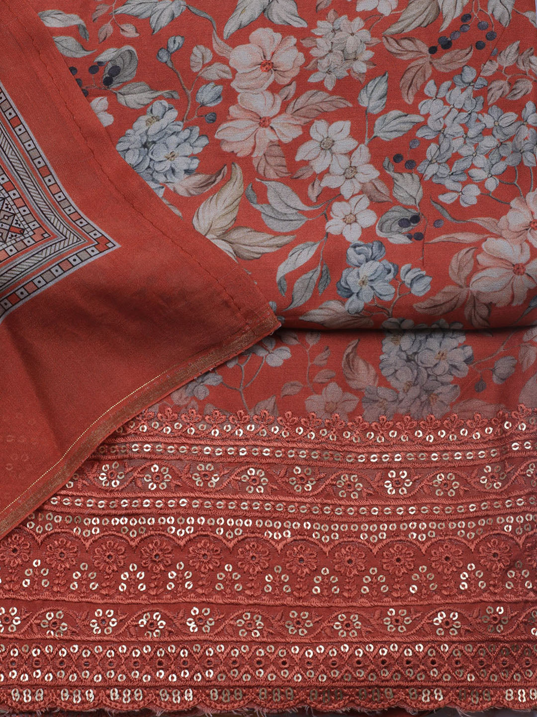 Printed Muslin Unstitched Suit With Dupatta