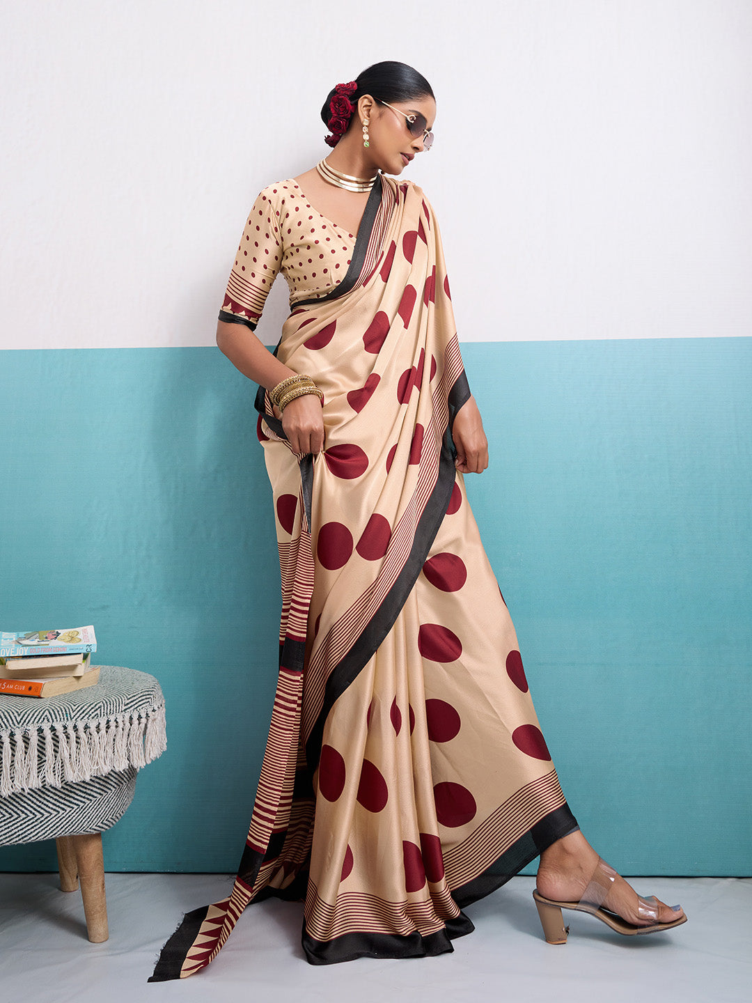 Printed Satin Saree