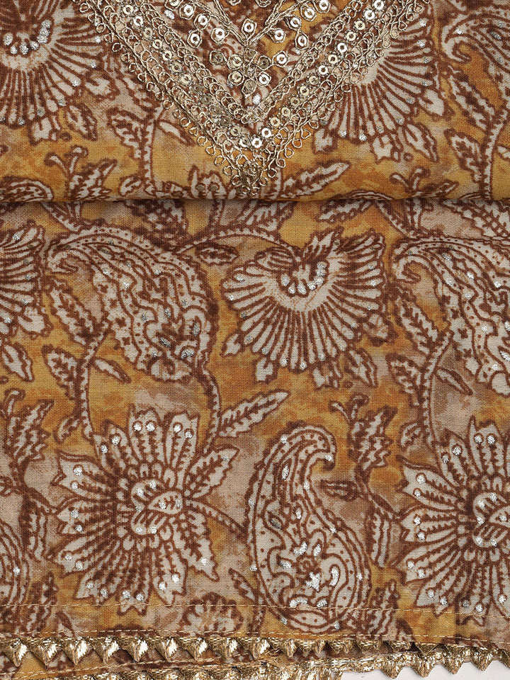 Neck Embroidered Cotton Blend Unstitched Suit With Dupatta