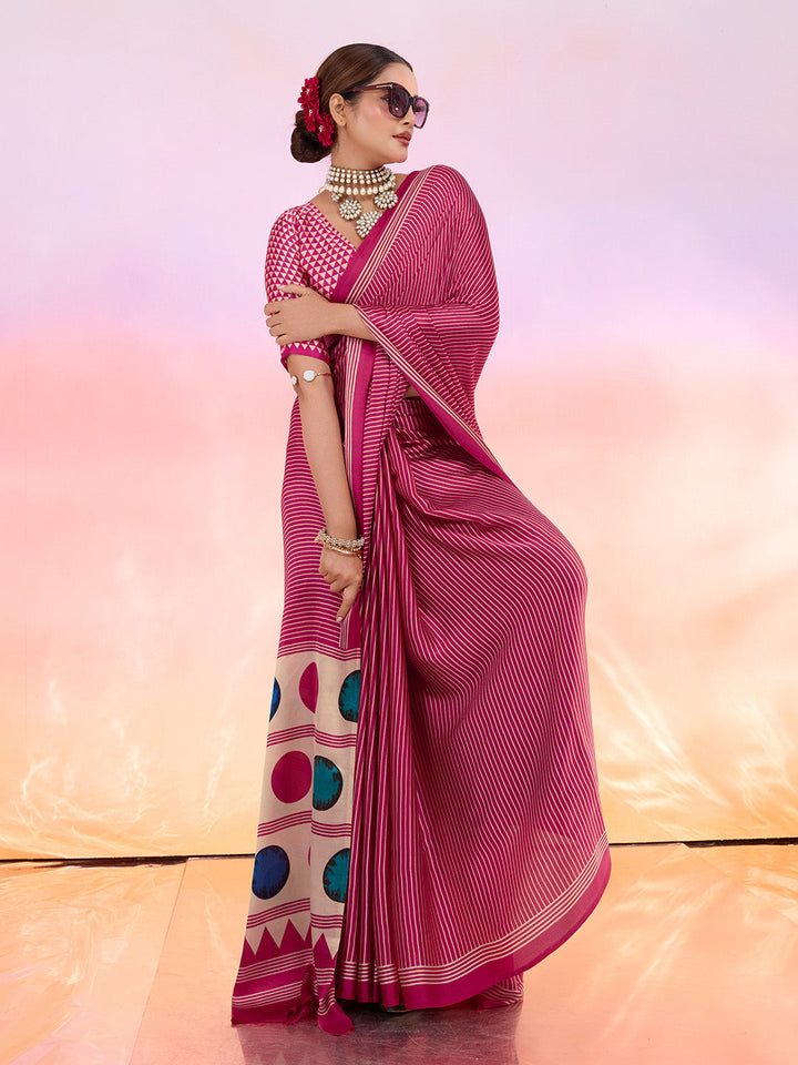 Printed Satin Saree