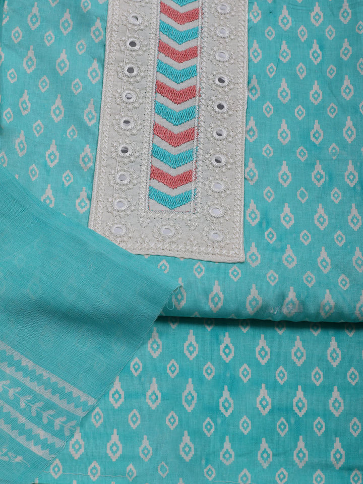 Printed Cotton Blend Unstitched Suit With Dupatta