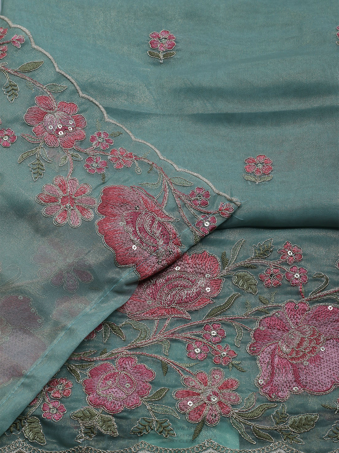 Embroidered Organza Unstitched Suit With Dupatta