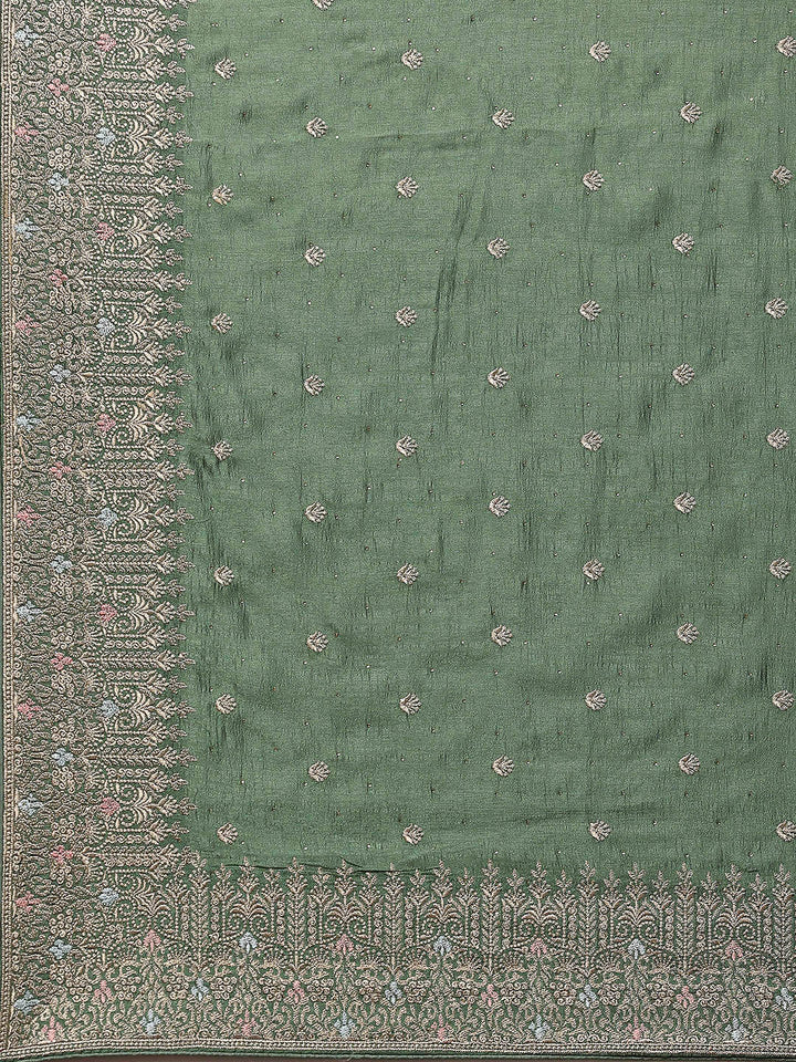 Zari Embroidered Tussar Saree