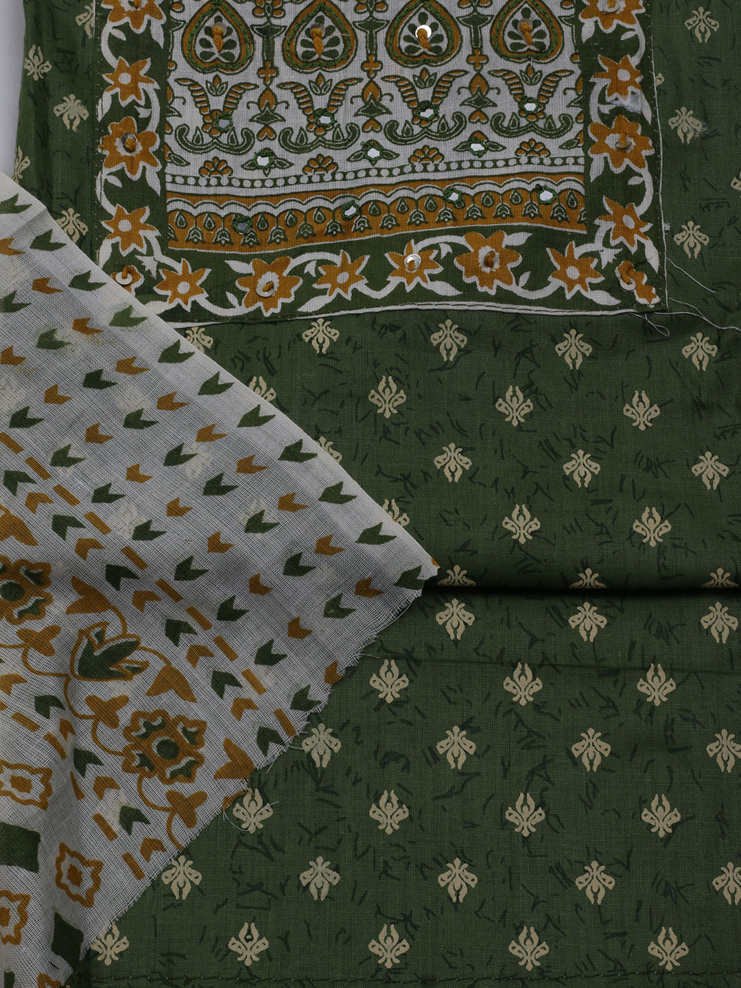 Printed Cotton Blend Unstitched Suit With Dupatta