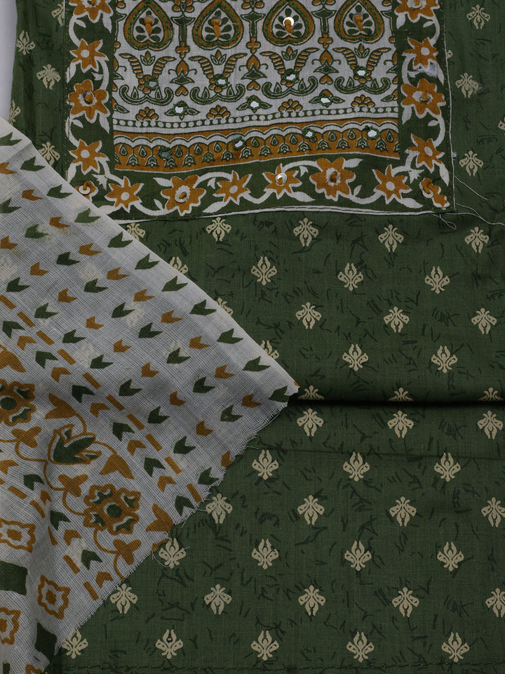 Printed Cotton Blend Unstitched Suit With Dupatta
