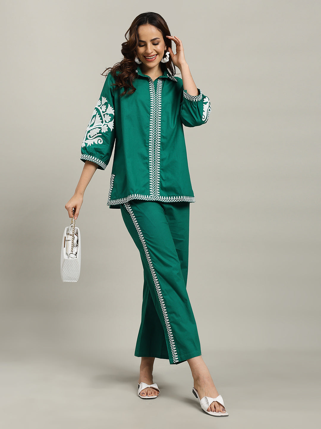 Printed Cotton Blend Kurta With Palazzo