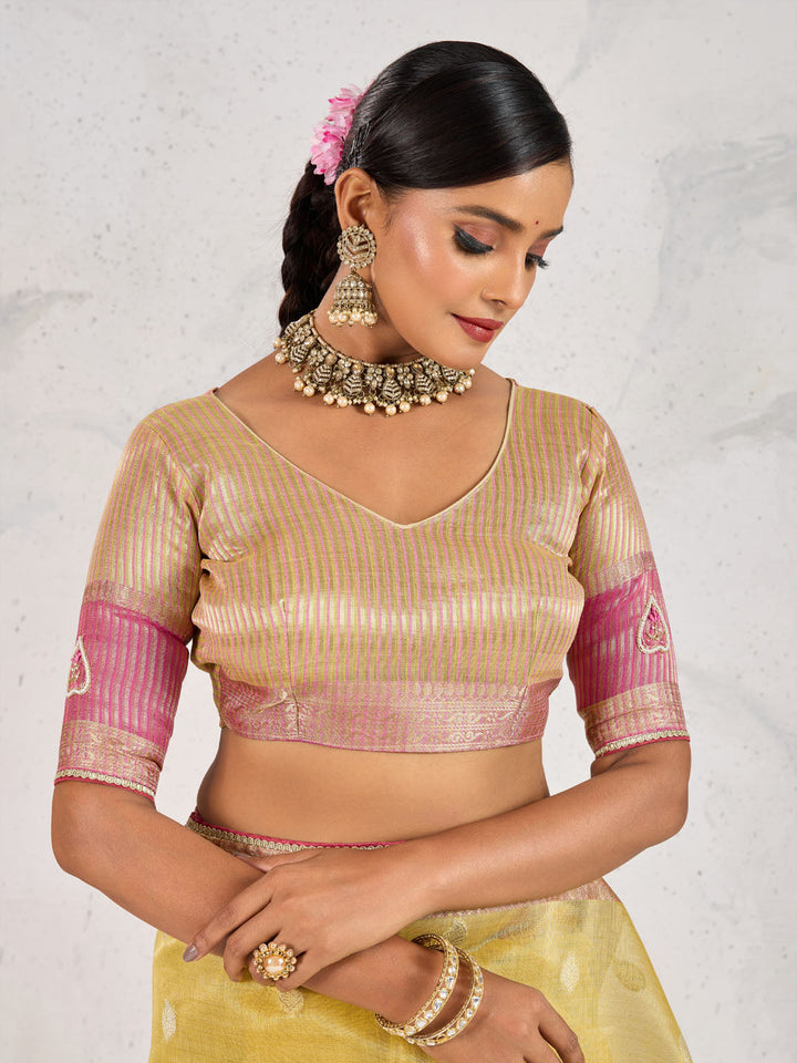 Embroidered Tissue Linen Saree