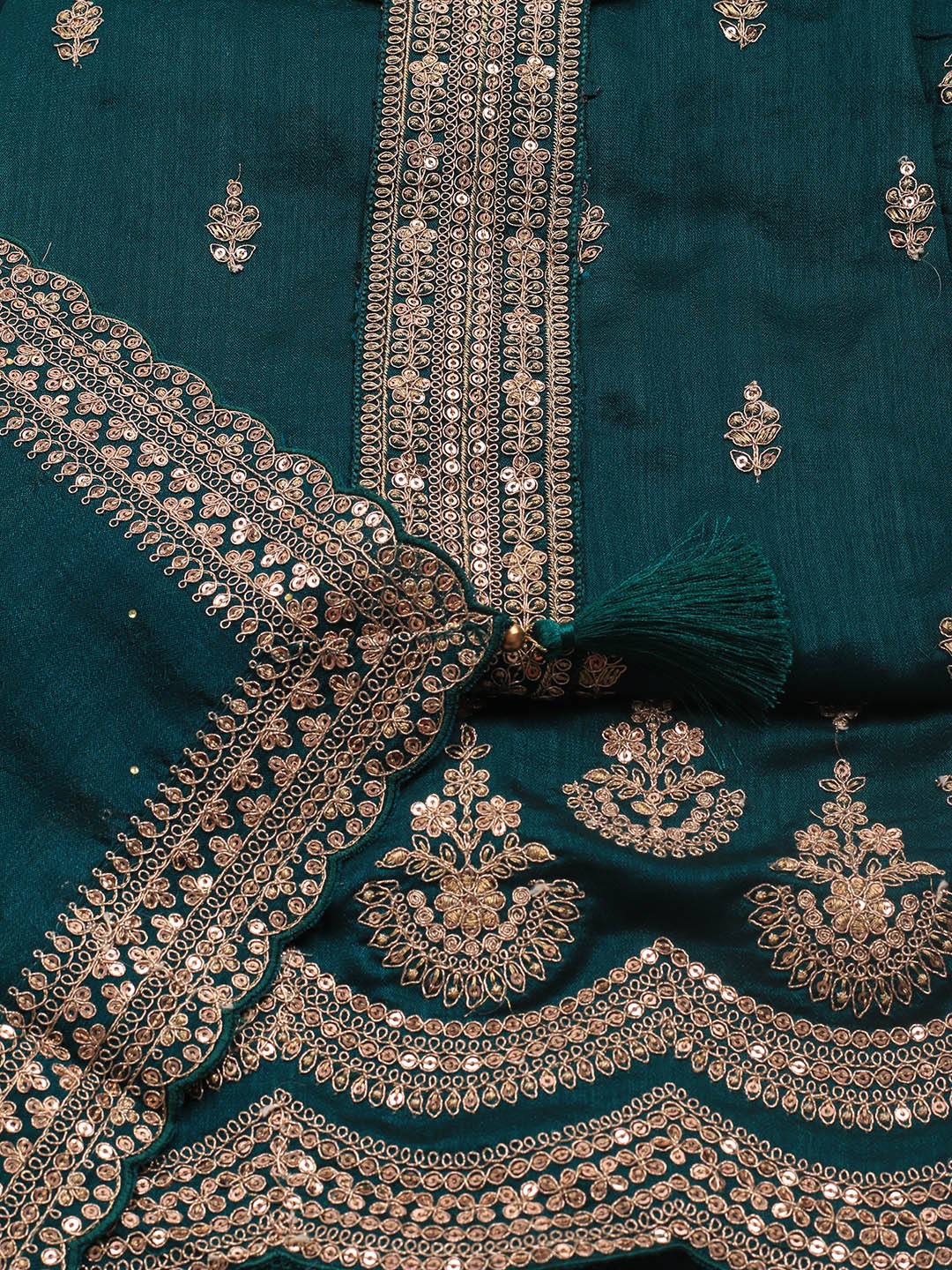 Sequence Art Silk Unstitched Suit Piece With Dupatta
