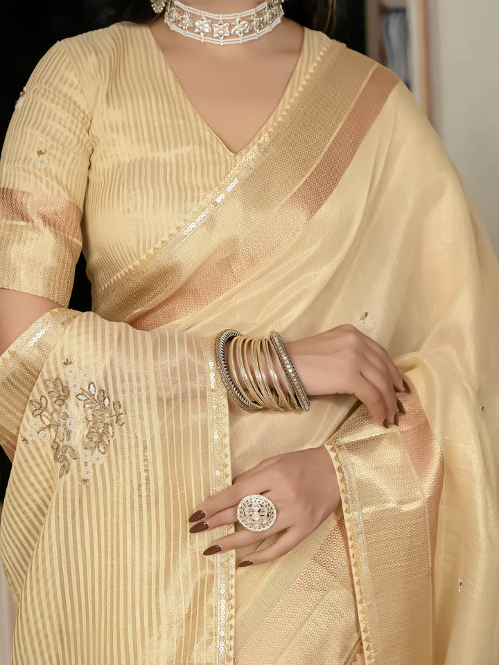 Plain Woven Border Linen Saree