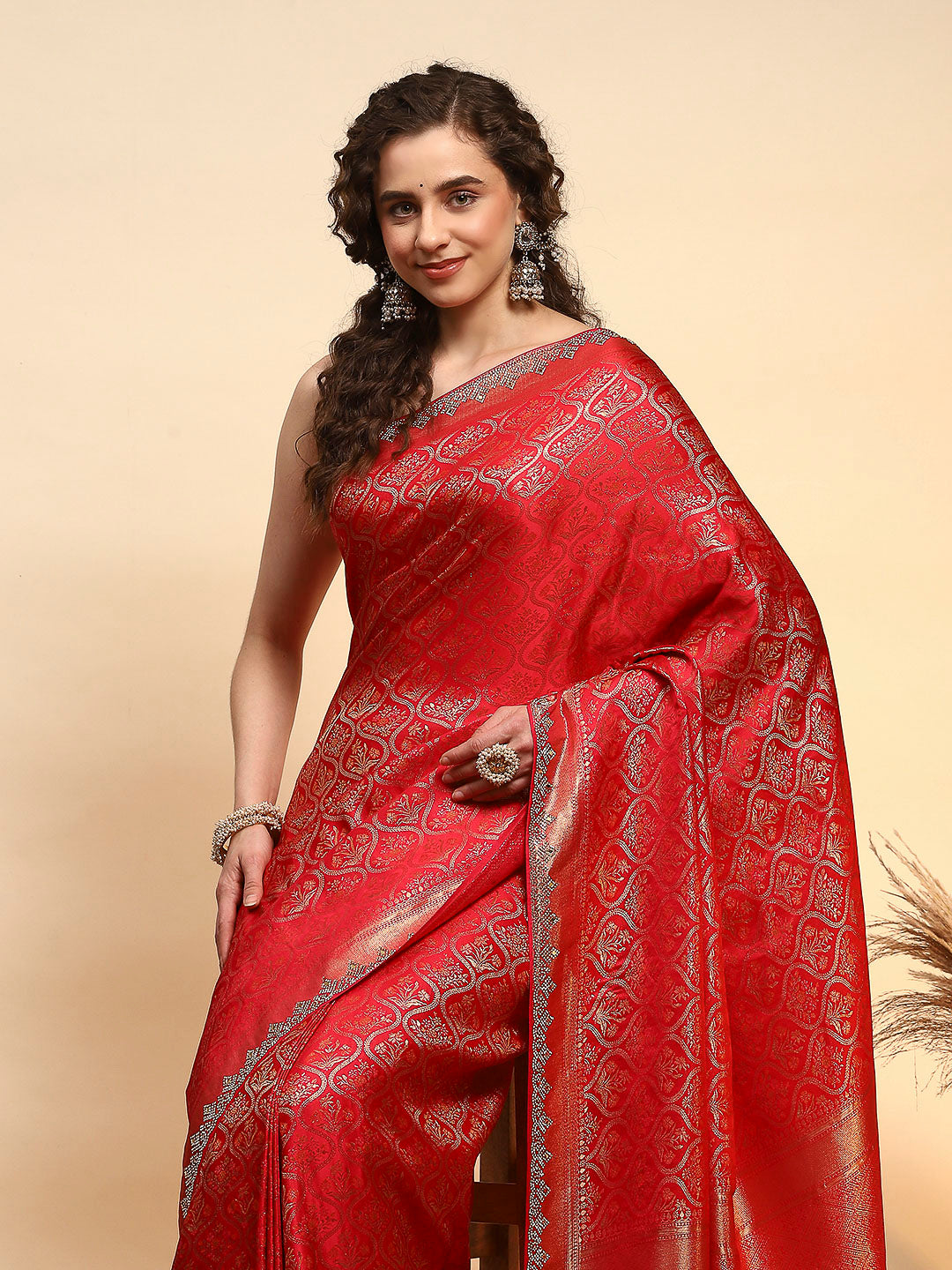 Woven Design Satin Saree