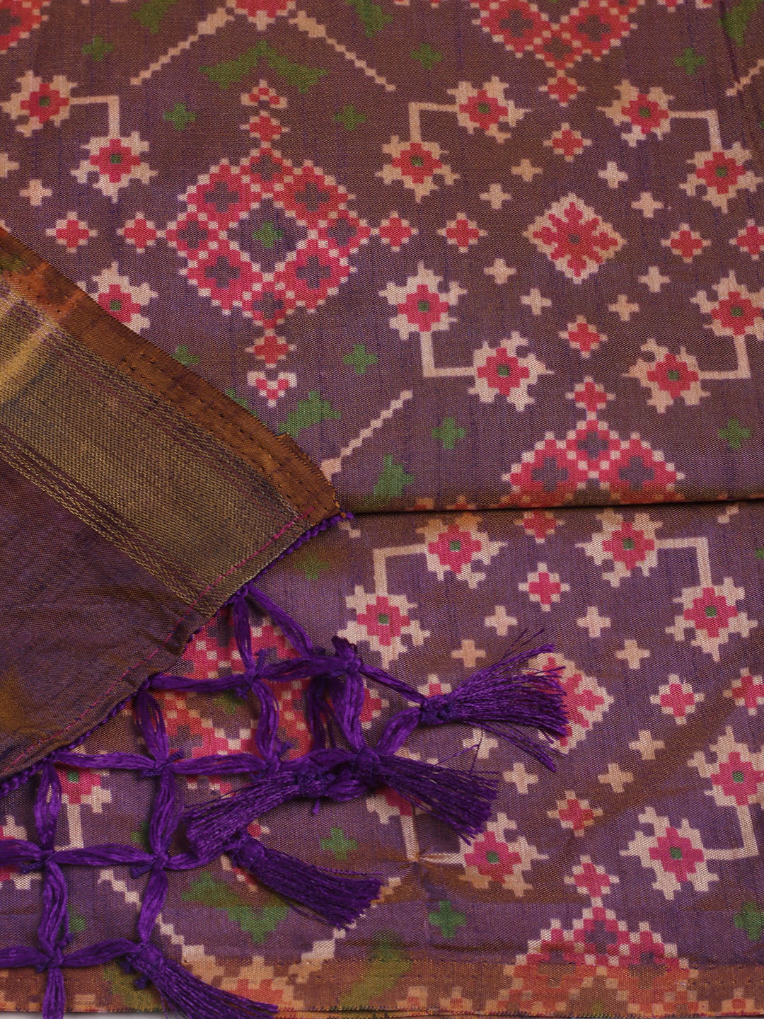Printed Art Silk Unstitched Kurta With Pant &amp; Dupatta