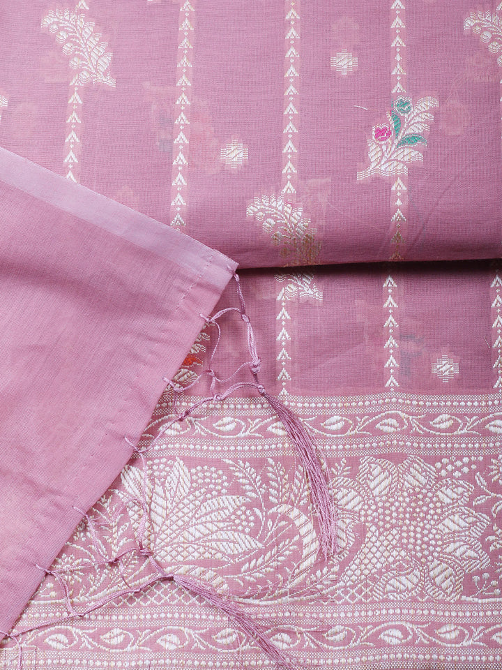 Woven Design Chanderi Unstitched Suit With Pant &amp; Dupatta
