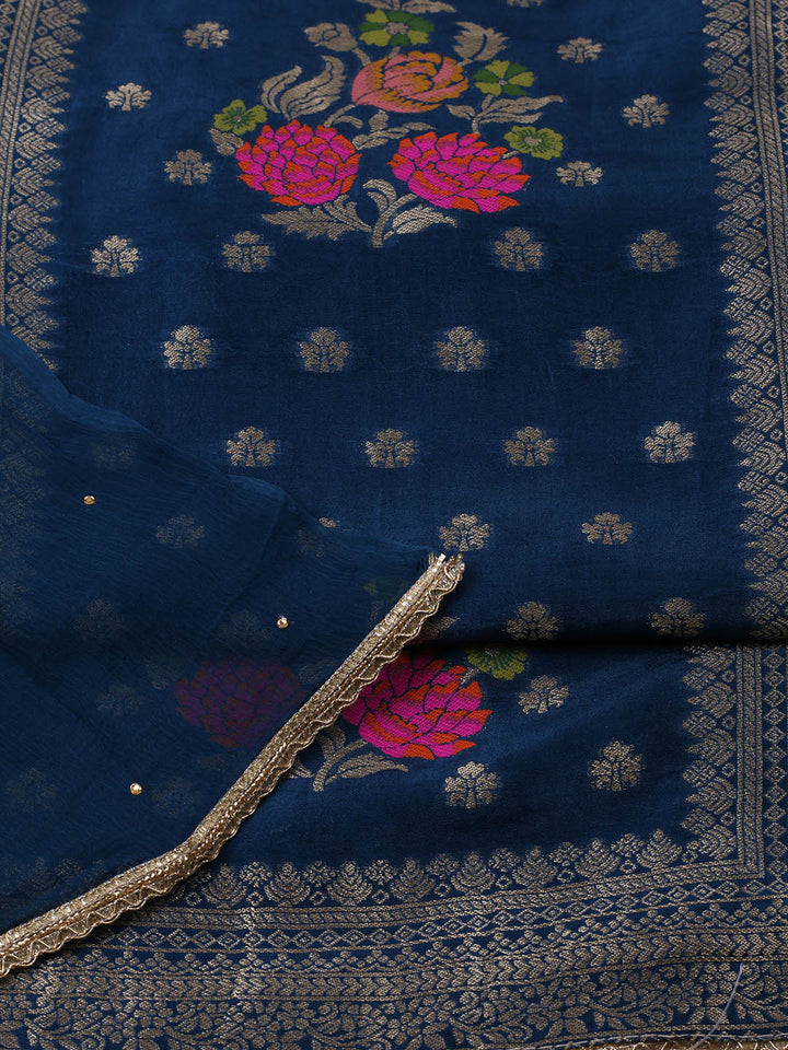 Woven Chanderi Unstitched Suit Piece With Dupatta