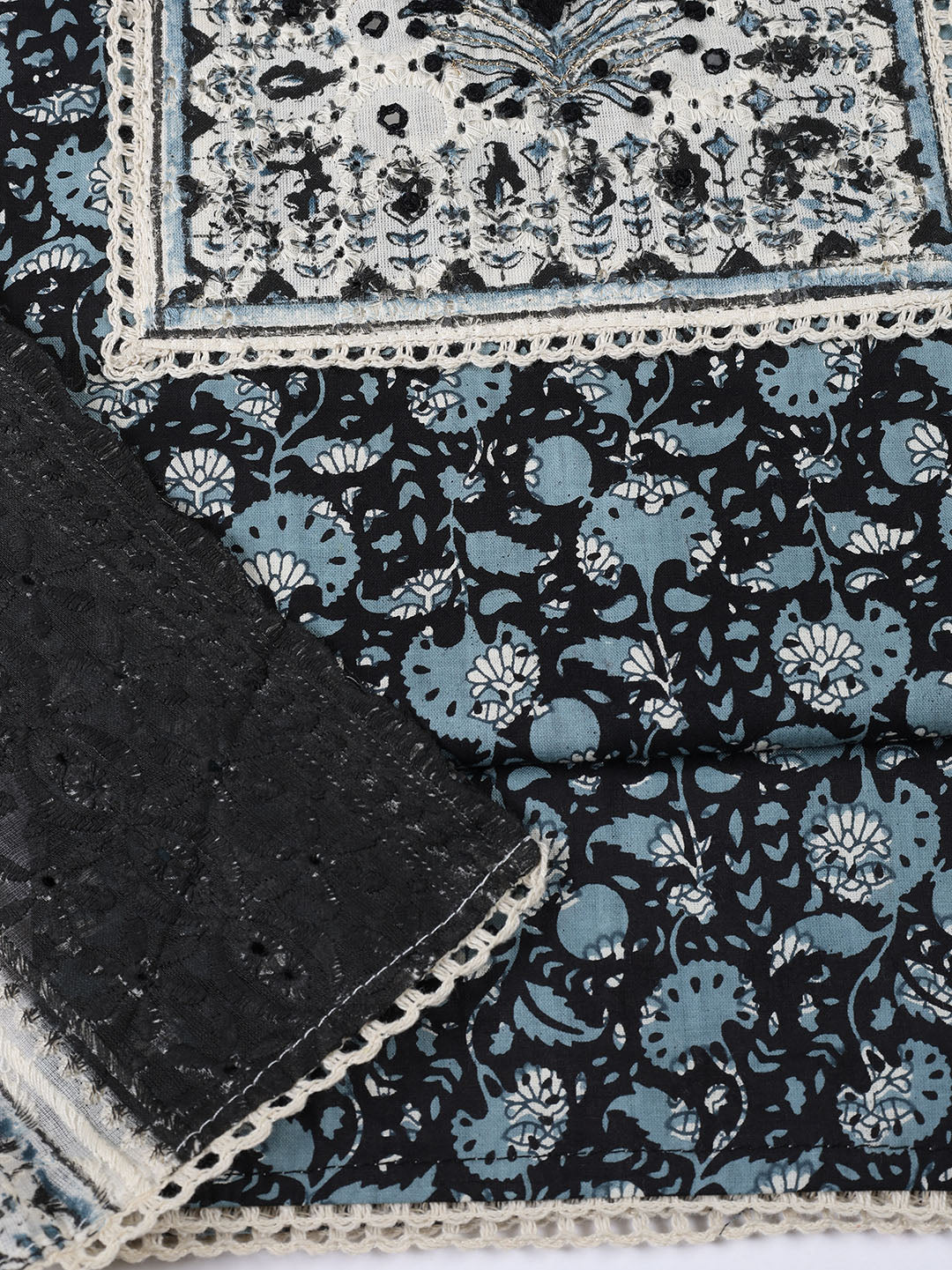 Neck Patti Cotton BlendUnstitched Suit Dupatta